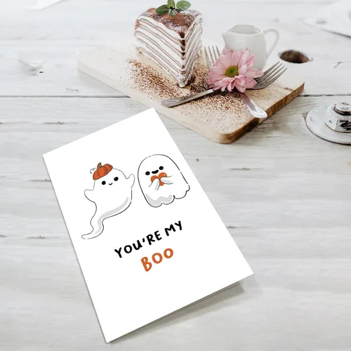 Vista 4 de Supoeguk Bonita tarjeta de aniversario de fantasma para marido y esposa, tarjeta de Halloween con texto en inglés «You Are My Boo para él y ella»