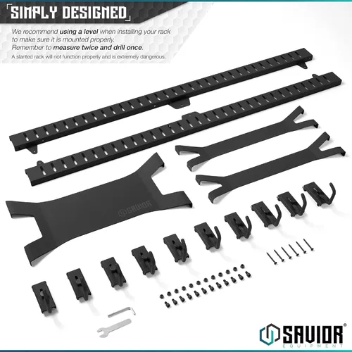 Vista 6 de Savior Equipment Sistema de rack de pared de acero resistente, paneles de pared de acero resistente, almacenamiento de montaje en pared, 5 o 10