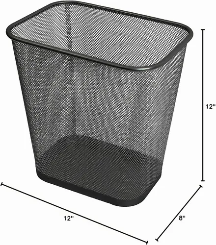 Vista 8 de Ybmhome Cesta de basura rectangular de malla de acero con parte superior abierta para oficina y hogar 8x12x12 pulgadas 1103s (1, Negro)
