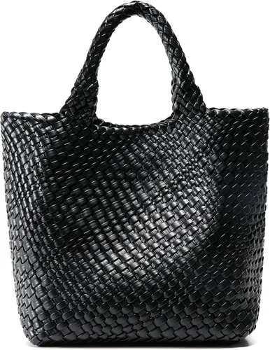 Vista 18 de Bolso tejido para mujer, bolso tote de cuero vegano grande para verano, playa, viaje, bolso de mano y cartera retro hecho a mano, bolso de hombro