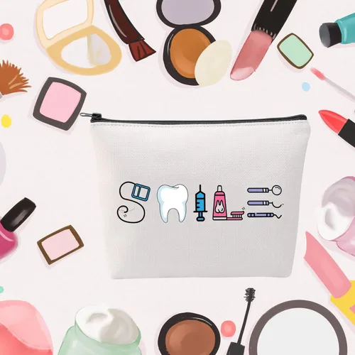 Vista 6 de MNIGIU Regalo para asistente dental, regalo divertido para dentistas, sonrisa dental, bolsa cosmética, regalo para estudiantes dentales, regalo