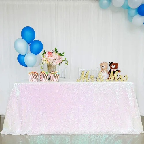 Vista 122 de B-COOL Mantel de lentejuelas con brillo para mesas, color azul bebé, mantel de lentejuelas para decoración de mesas, para bodas, Navidad