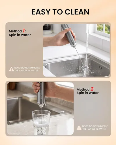 Vista 5 de SIMPLETASTE Espumador de leche recargable de mano, 3 velocidades, gris