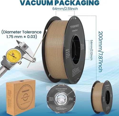 Vista 8 de TINMORRY - Filamento Rapid PETG-Eco de 1.75 mm para impresora 3D, compatible con impresora 3D Bambu FDM, 2.2 libras (1 kg), 1 bobina, color naranja