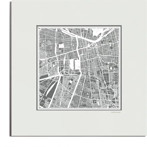 Vista 29 de O3 Design Studio San Diego, CA Paper Cut Map Matted Grey 20x20 in Paper Art