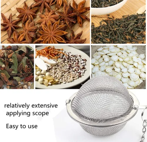 Vista 5 de Filtro de té de acero inoxidable 6pcs malla de filtro de bola de té redondo con cadena