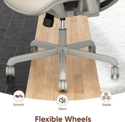 Vista 10 de ELABEST Silla de oficina de malla, silla ergonómica de escritorio para computadora, silla de tareas resistente, soporte lumbar ajustable y Beige