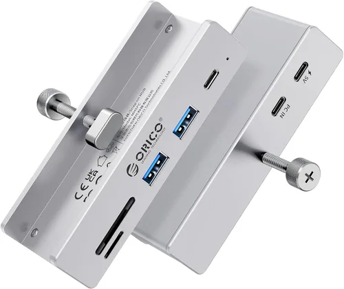 Vista 9 de ORICO Hub USB 3.2, Abrazadera USB Hub con puerto de fuente de alimentación adicional, extensor USB de 5 puertos de aluminio de 10 Gbps con 2 puertos