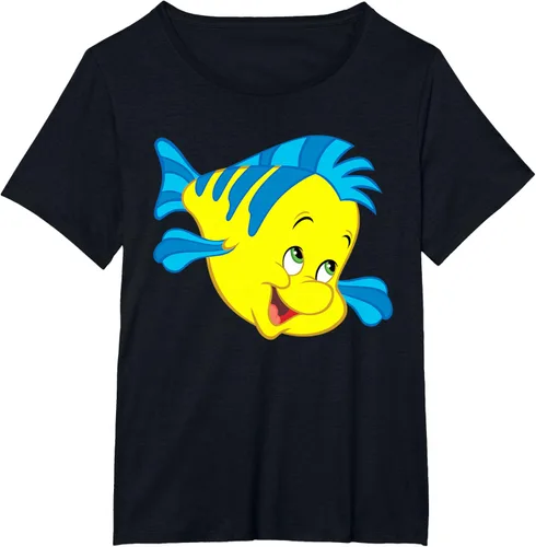 Vista 77 de Disney Camiseta de disfraz de cara grande de la Sirenita Flounder Sidekick