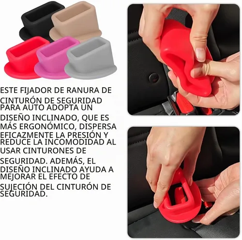 Vista 4 de 2 piezas de soporte para hebilla de cinturón de seguridad, hebilla de cinturón de seguridad trasera de silicona para automóvil con refuerzo para un