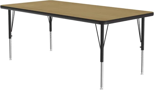 Vista 142 de Correll - Mesa rectangular de actividades para el aula de 24 x 36 pulgadas, altura ajustable (19-29 pulgadas), parte superior de nogal colonial