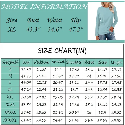 Vista 6 de Camisetas de otoño para mujer, talla grande, con estampado holgado, manga larga, cuello redondo, camisetas