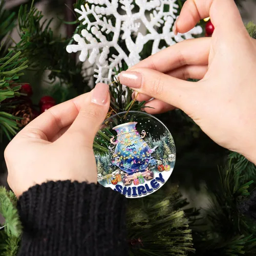 Vista 4 de Adorno personalizado de constelación de acuario, regalos para mujeres y hombres, acrílico con nombre personalizado, regalo del zodiaco para él