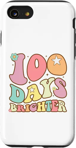 Vista 18 de 100 Days Brighter Happy 100th Day of School Groovy Kids Girl Case for iPhone XR