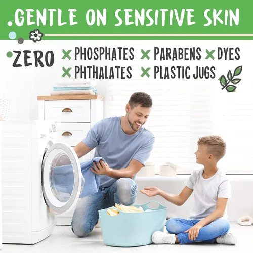 Vista 4 de Hojas de detergente ecológico para lavandería - 80 lavados de ropa Hojas de detergente - 40 sin envase de plástico Detergente en hojas para lavadora