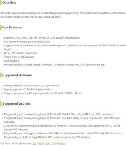 Vista 3 de Waveshare El programador del depurador Atmel-ICE de SAM AVR apoya JTAG SWD PDI TPI aWire SPI y debugWIRE