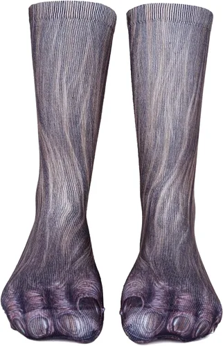 Vista 3 de Calcetines de patas de animales, loco diseño en 3D de patas de gatos, perros y tigres. Divertido regalo navideño para mujer u hombre adultos