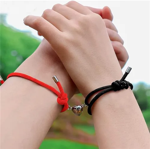 Vista 2 de COTATI 2 pulseras magnéticas para parejas, en forma de corazón, pulseras de amistad a juego para mujeres y hombres
