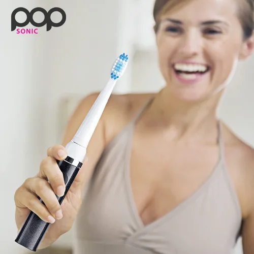 Vista 8 de Cepillo de dientes eléctrico Pop Sonic (negro) + paquete adicional - Cepillos de dientes de viaje con batería AAA Cepillos de dientes eléctricos