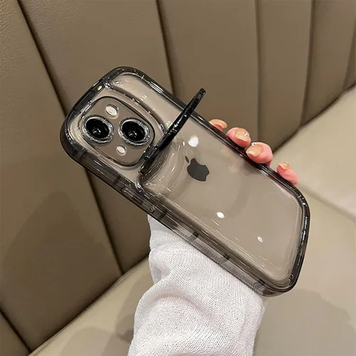 Vista 2 de Ownest Funda compatible con iPhone 14 Plus con función atril transparente, diseño protector creativo con soporte para cámara para TPU delgado, a