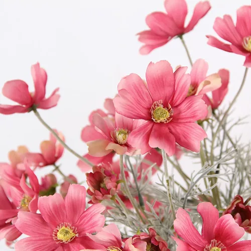 Vista 6 de 2 piezas de plantas de flores artificiales Coreopsis, arreglos de flores de seda, ramos de boda, decoraciones, centros de mesa florales de plástico