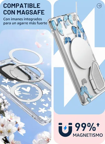 Vista 4 de i-Blason - Funda MagSafe para Galaxy S24 Ultra con soporte para cámara, color azul 360 Full-Body with Screen Protector & Kickstand, Support