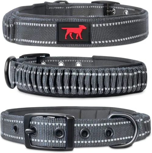 Vista 16 de Tuff Pupper Collar de perro resistente con asa Collar de nailon balístico resistente Collar de perro reflectante acolchado con hardware