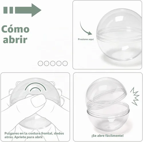 Vista 6 de 100 unidades de máquinas expendedoras de 2 pulgadas, cápsulas de máquina de chicle, cápsulas de plástico transparente, cápsulas rellenables