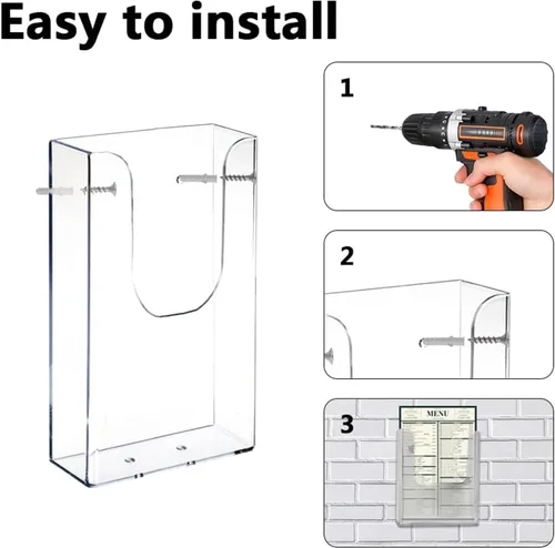 Vista 5 de Paquete de 6 soportes acrílicos para folletos de 4 x 6 pulgadas, soporte para folletos de montaje en pared, soporte deslizante para folletos