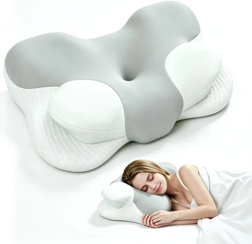 Vista 10 de Almohada cervical ergonómica de espuma viscoelástica para dolor de Azul
