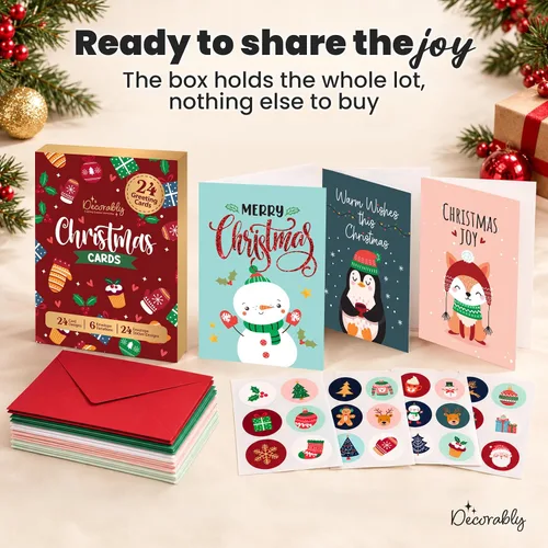 Vista 9 de Decorably - Paquete de 24 tarjetas de Navidad de 4 x 6 pulgadas con sobres