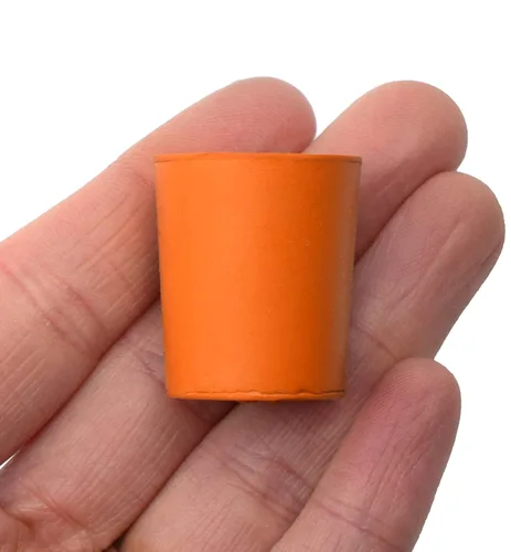 Vista 3 de EISCO Paquete de 10 tapones de goma maciza – Tamaño: 0.827 in inferior, 0.945 in superior, 1.102 in de longitud, naranja calidad superior