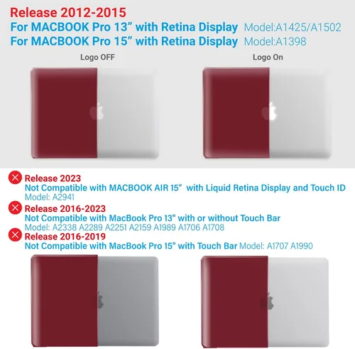 Vista 123 de IBENZER - Compatible con Funda para MacBook Pro de 13 Pulgadas 2015 2014 2013 Finales 2012 A1502 A1425, Carcasa Rígida con Cubierta para Teclado