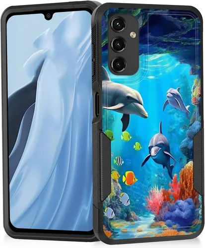 Vista 99 de Funda para Galaxy A14 5G, resistente de doble capa híbrida de policarbonato duro, goma suave, a prueba de golpes, funda protectora resistente