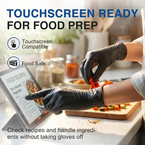 Vista 4 de Schneider Medical Black Nitrile Exam Gloves, 5 Mil Latex-Free & Powder-Free Disposable Gloves for Cooking