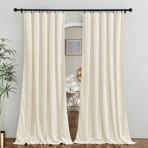 Vista 71 de RYB HOME Cortinas opacas de terciopelo para dormitorio, aislamiento térmico, privacidad, luz solar, bloqueo de calor, cortinas lujosas con bolsillo