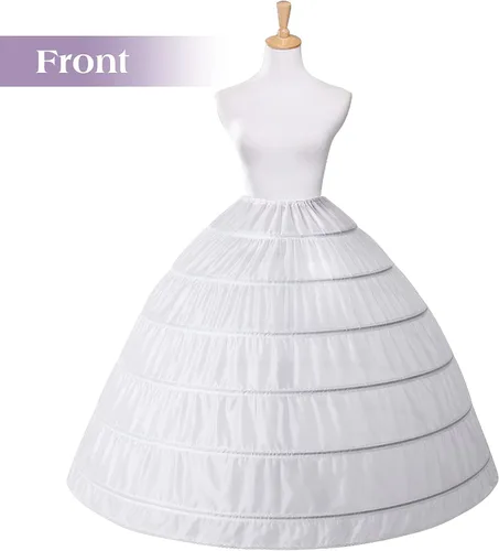 Vista 3 de Enagua para mujer, falda de 6 aro, longitud hasta el suelo, enagua de crinolina para vestido de baile, vestido de boda, quinceañera