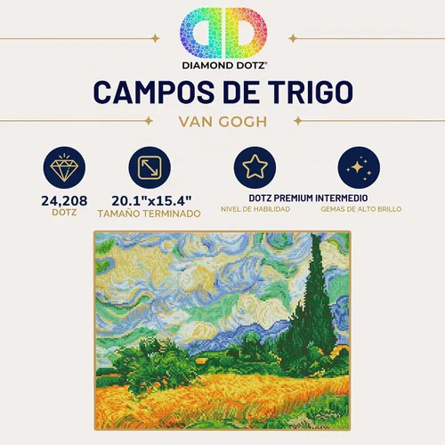 Vista 5 de Diamond Dotz Wheat Fields Van Gogh - Pintura de diamantes para adultos