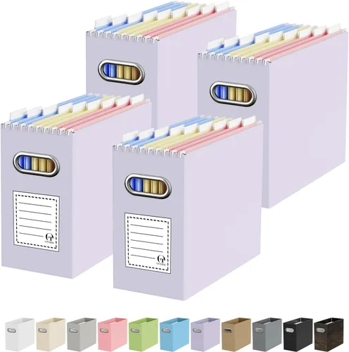 Vista 68 de Oterri Caja Organizadora de Archivos de Cartón para Carpetas Colgantes Tamaño Carta, Caja de Archivos para Escritorio de Computadora, Archivador