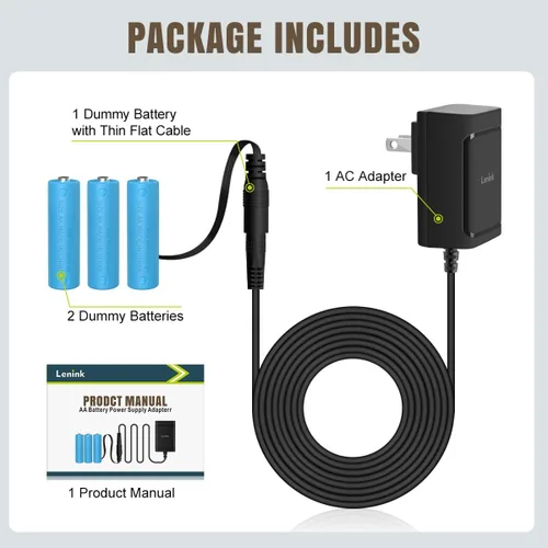Vista 6 de Lenink Adaptador de fuente de alimentación, transfiere 3 pilas AA a eléctricas, color negro