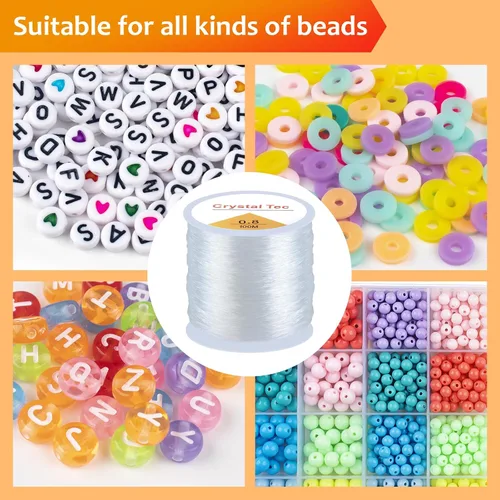 Vista 3 de Cuerda elástica de 0.031 in, alambre de pesca transparente para colgar, cordón elástico de cristal de 39.4 pies para pulseras, abalorios, joyas