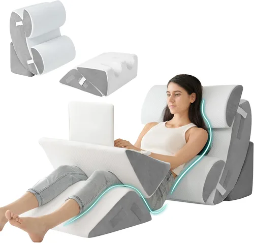 Vista 13 de Hansleep Juego de 6 almohadas ortopédicas de cuña para dormir, juego de almohadas postoperatorias ajustables para aliviar el dolor corporal, espalda