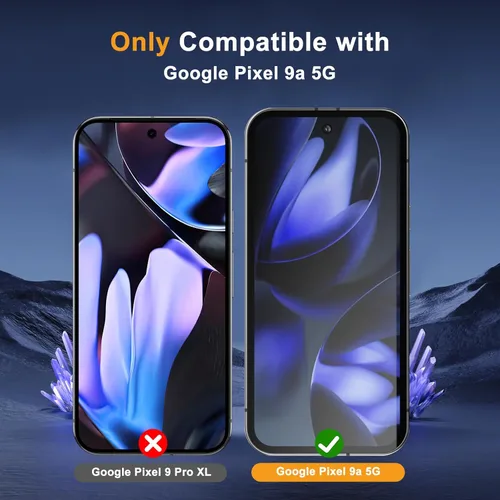 Vista 7 de Protector de pantalla de privacidad para Google Pixel 9A 5G, película protectora de vidrio templado de dureza 9H [paquete de 2+2] protector de lente