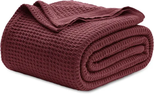 Vista 45 de Bedsure Gentlesoft - Manta de 100 % algodón, tamaño Twin XL, para dormitorio universitario, transpirable y suave, manta Twin de tejido waffle