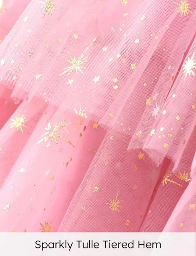 Vista 4 de Disney Vestido de tul de manga larga para bebé de princesa, disfraz de fiesta de cumpleaños