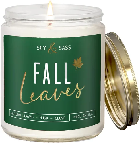 Vista 18 de Vela de sidra de manzana, velas de otoño I de sidra de manzana, canela y nuez moscada, infundida con aceites esenciales, vela perfumada de otoño
