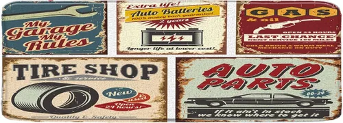 Vista 5 de Tapete de baño antiguo para automóvil de los años 50, retro, garaje, accesorios antiguos, póster de reparación estadounidense, alfombra de baño