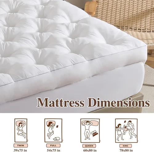 Vista 7 de WhatsBedding - Protector de colchón tamaño Queen a prueba de agua de algodón con relleno alternativo y acolchado (Protector de colchón Queen)