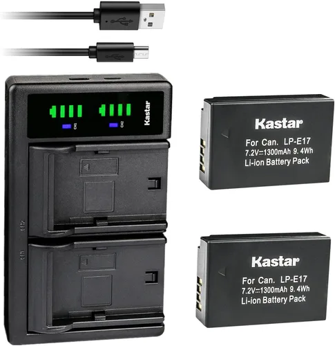 Vista 5 de Kastar LTD2 Cargador de batería USB de repuesto para Canon LP-E17 LPE17, batería 9967B02, agarre de batería BG-E18 IR, Canon EOS R8, EOS R50, EOS