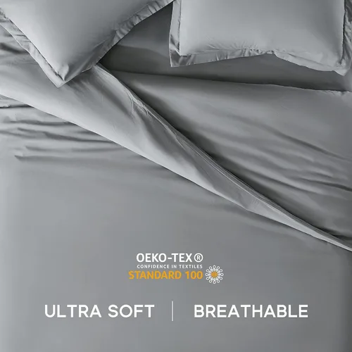 Vista 4 de Sonive Juego de funda de edredón matrimonial/queen, ropa de cama súper suave y transpirable, microfibra de doble cepillado, 3 piezas con cierre
